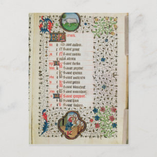 Aries and a man felling trees postcard