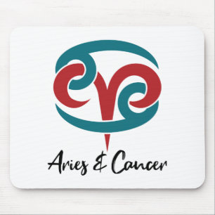 Aries and Cancer Zodiac Couple Horoscope Mouse Mat