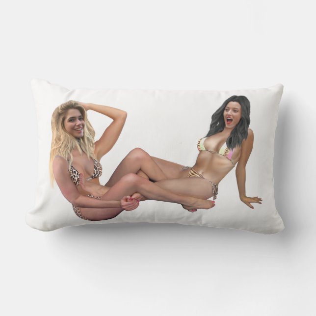 ARIES AND FEMALE WRESTLING LUMBAR CUSHION (Front)