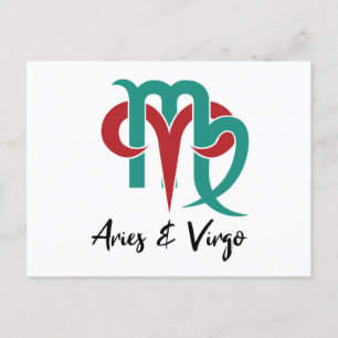 Aries and Virgo Zodiac Couple Horoscope Postcard