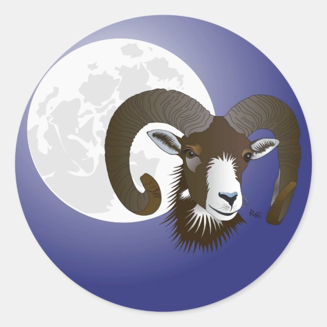 Aries - Animal label sticker (Front)