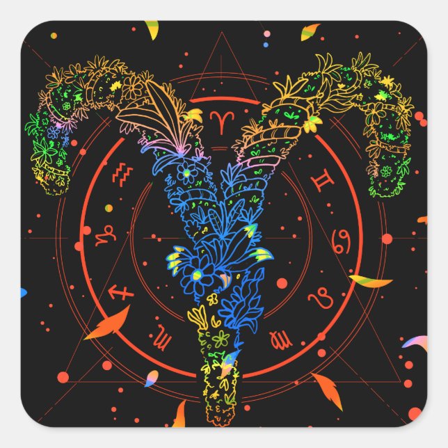 Aries Astrological Symbol Design Square Sticker (Front)