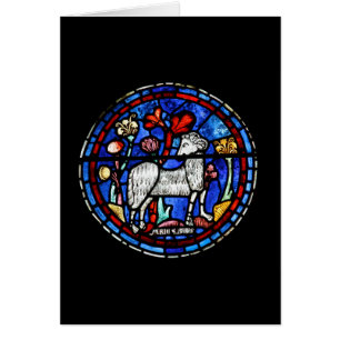 Aries Astrology Gothic Stained Glass Windows Card