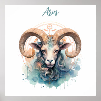 Aries Astrology  zodiac sign of Aries in watercolo