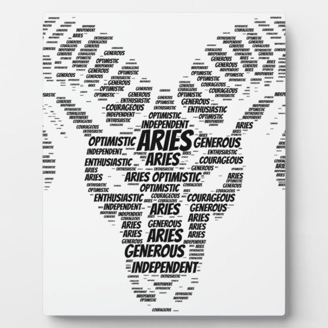 Aries Astrology Zodiac Sign Word Cloud Plaque (Front)