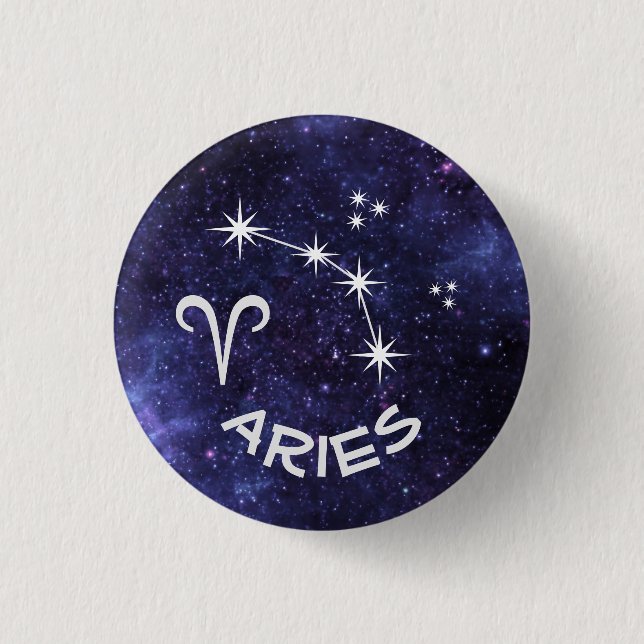 Aries Badge, Zodiac Horoscope Badge (Front)