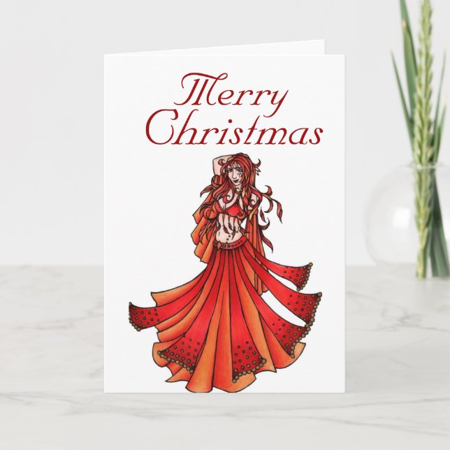 Aries Belly Dancer Holiday Card (Front)