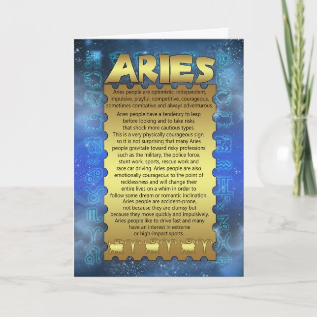 Aries Birthday Card - Zodiac Birthday Card - Aries (Front)