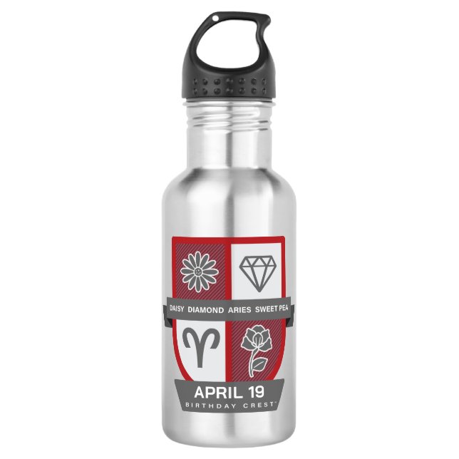 Aries Birthday Crest™ for April 1-19 532 Ml Water Bottle (Front)