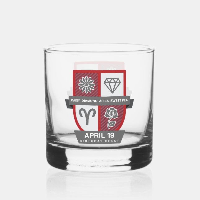 Aries Birthday Crest™ for April 1-19 Whiskey Glass (Front)