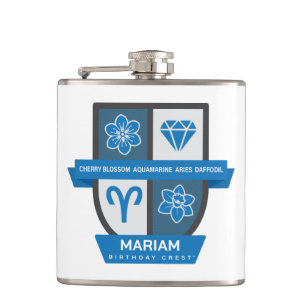 Aries Birthday Crest™ for March 21-31 Hip Flask
