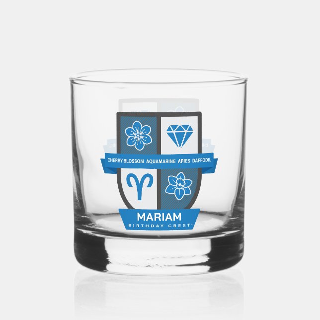 Aries Birthday Crest™ for March 21-31 Whiskey Glass (Front)