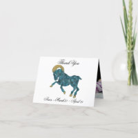 Aries Blue Impressionist Painting Style with Gold