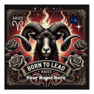 Aries “Born to Lead” Glossy Poster
