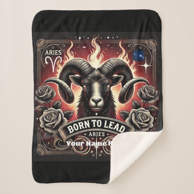 Aries “Born to Lead” Sherpa Blanket (Front)