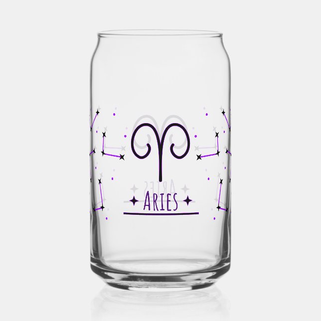 Aries Can Glass Gift for Aries Zodiac Sign (Front)