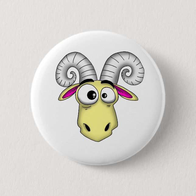Aries Cartoon 6 Cm Round Badge (Front)