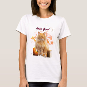 Aries Cat T-Shirt, Zodiac Cat Art Shirt