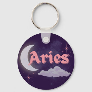 Aries Celestial Aesthetic Dreamy Moon Cloud Stars Key Ring