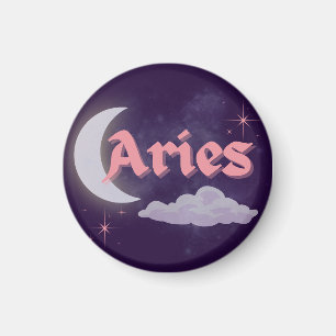 Aries Celestial Aesthetic Moon Cloud Stars Design Magnet