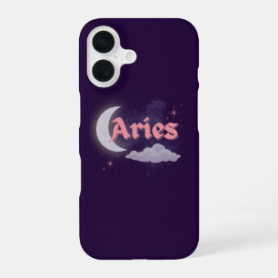 Aries Celestial Moon Cloud Stars Astrology Art iPhone 16 Case