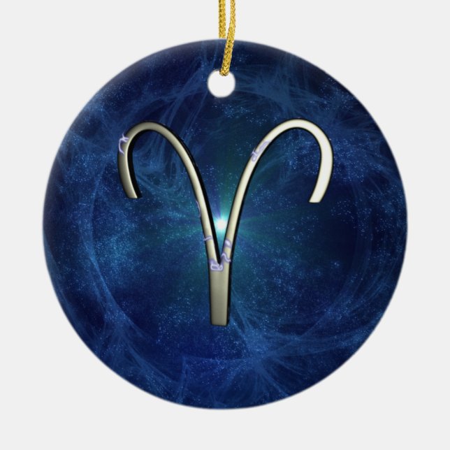 Aries Ceramic Tree Decoration (Front)