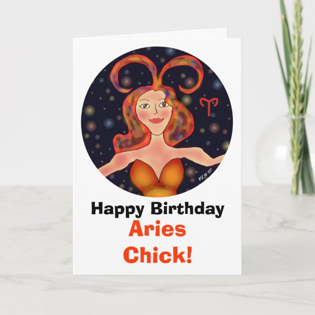 Aries Chick Birthday Card (Front)