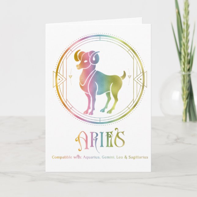 Aries Compatibility Birthday Greeting Card (Front)