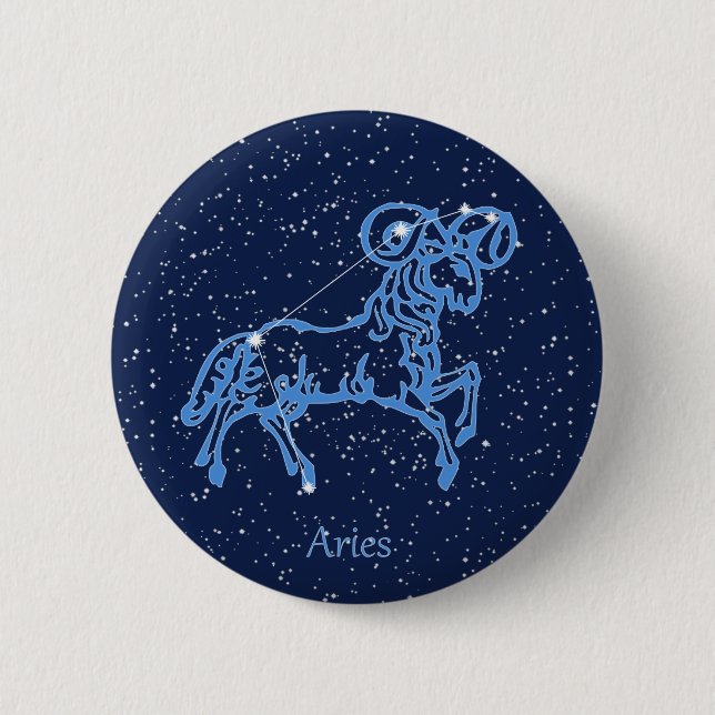 Aries Constellation and Zodiac Sign with Stars 6 Cm Round Badge (Front)