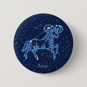 Aries Constellation and Zodiac Sign with Stars 6 Cm Round Badge