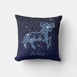 Aries Constellation and Zodiac Sign with Stars Cushion