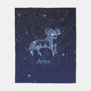Aries Constellation and Zodiac Sign with Stars Fleece Blanket