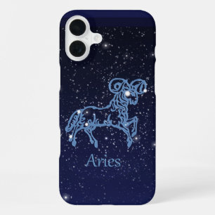 Aries Constellation and Zodiac Sign with Stars iPhone 16 Plus Case