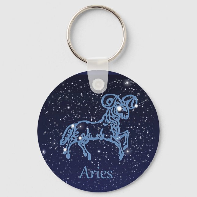 Aries Constellation and Zodiac Sign with Stars Key Key Ring (Front)