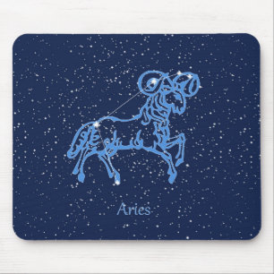 Aries Constellation and Zodiac Sign with Stars Mouse Mat