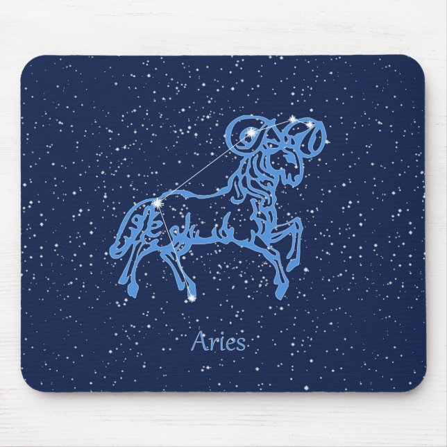 Aries Constellation and Zodiac Sign with Stars Mouse Mat (Front)