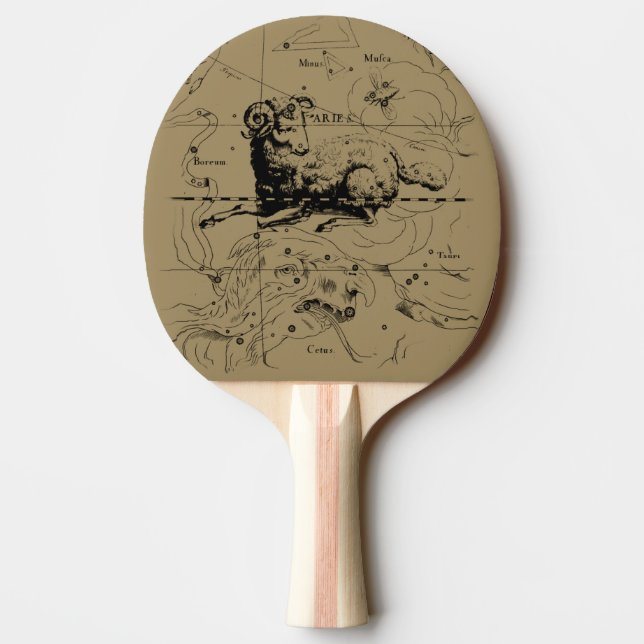 Aries Constellation Hevelius 1690 March 21 - Apr19 Ping Pong Paddle (Back)