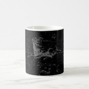 Aries Constellation Hevelius Vintage on Black Coffee Mug