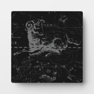 Aries Constellation Hevelius Vintage on Black Plaque