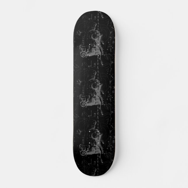 Aries Constellation Hevelius Vintage on Black Skateboard (Front)