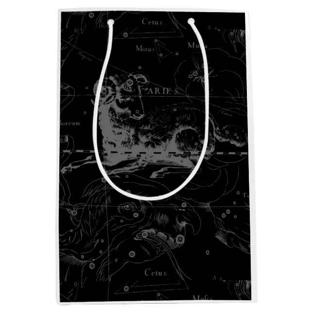 Aries Constellation Map Engraving by Hevelius Medium Gift Bag (Front)