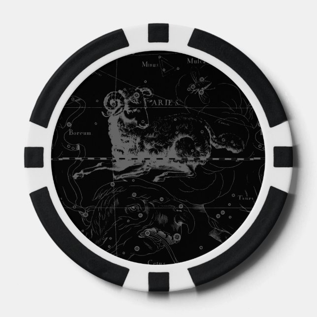 Aries Constellation Map Engraving by Hevelius Poker Chips (Front)