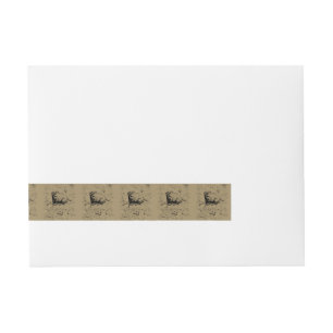 Aries Constellation Map Engraving by Hevelius Wraparound Address Label