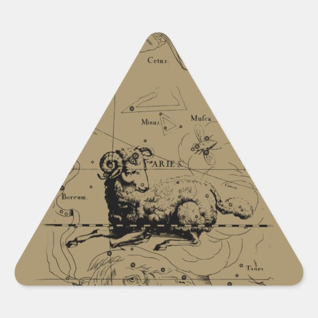 Aries Constellation Map Hevelius 1690 Triangle Sticker (Front)