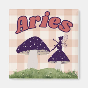 Aries Cottagecore Aesthetic Fairy Mushroom Art Magnet
