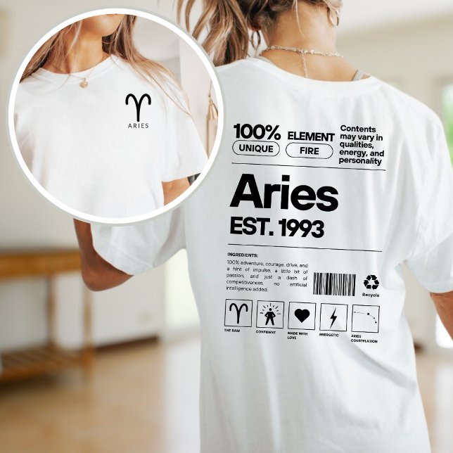 Aries Custom Zodiac Astrology Birthday April T-Shirt (Creator Uploaded)