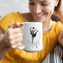 Aries Dancing Girl 15oz Black Rim Mug