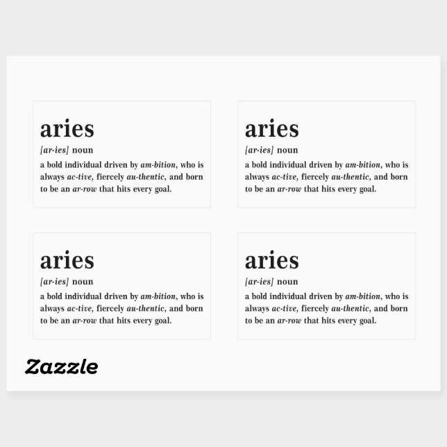 Aries Definition Aesthetic Astrology Gift Rectangular Sticker (Sheet)