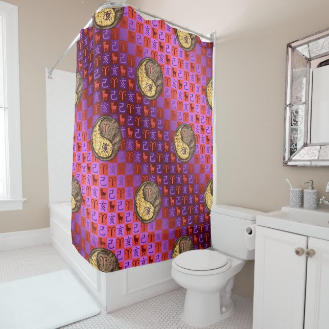 Aries & Earth Boar Shower Curtain (In Situ)