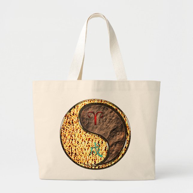 Aries & Earth Dog Large Tote Bag (Front)